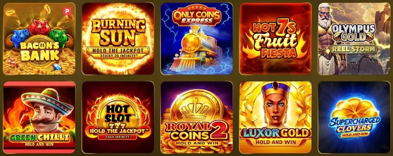Populaire slots bij Casino Prestige: Bacon's Bank, Burning Sun en Luxor Gold