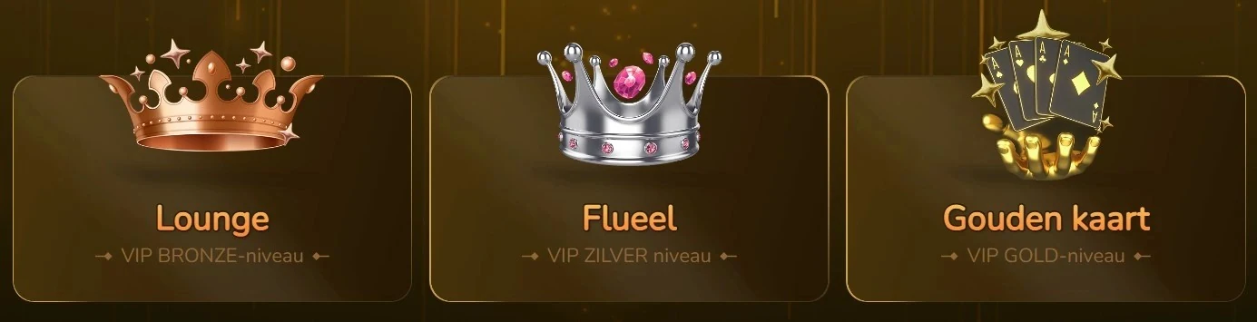 VIP-niveaus van Casino Prestige: Lounge, Fluweel en Gouden kaart